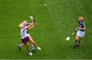 8 September 2019; Ava Lynskey of Galway in action against Muireann Scally of Westmeath during the Liberty Insurance All-Ireland Intermediate Camogie Championship Final match between Galway and Westmeath at Croke Park in Dublin. Photo by Ramsey Cardy/Sportsfile