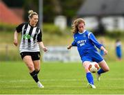 8 September 2019; Tara Phillips of Manulla FC in action against Katrina Moore of Whitehall Rangers during the FAI Women’s Intermediate Shield Final match between Manulla FC and Whitehall Rangers at Mullingar Athletic FC in Mullingar, Co. Westmeath. Photo by Seb Daly/Sportsfile