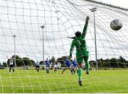 8 September 2019; Simona Fernandes or Manulla FC fails to keep out a shot from Charlie Graham of Whitehall Rangers during the FAI Women’s Intermediate Shield Final match between Manulla FC and Whitehall Rangers at Mullingar Athletic FC in Mullingar, Co. Westmeath. Photo by Seb Daly/Sportsfile