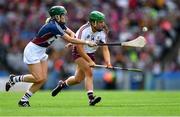 8 September 2019; Mairéad Dillion of Galway in action against Fiona Leavy of Westmeath during the Liberty Insurance All-Ireland Intermediate Camogie Championship Final match between Galway and Westmeath at Croke Park in Dublin. Photo by Piaras Ó Mídheach/Sportsfile