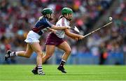8 September 2019; Mairéad Dillion of Galway in action against Fiona Leavy of Westmeath during the Liberty Insurance All-Ireland Intermediate Camogie Championship Final match between Galway and Westmeath at Croke Park in Dublin. Photo by Piaras Ó Mídheach/Sportsfile