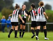 8 September 2019; Leah Farrell of Whitehall Rangers, second left, is congratulated by team-mates after scoring her side's fifth goal during the FAI Women’s Intermediate Shield Final match between Manulla FC and Whitehall Rangers at Mullingar Athletic FC in Mullingar, Co. Westmeath. Photo by Seb Daly/Sportsfile