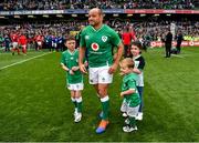 7 September 2019; Rory Best of Ireland with his children Ben, Penny and Richie after the Guinness Summer Series match between Ireland and Wales at Aviva Stadium in Dublin. Photo by Brendan Moran/Sportsfile