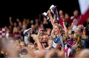 8 September 2019; Westmeath captain Mairéad McCormack lifts the Jack McGrath Cup following the Liberty Insurance All-Ireland Intermediate Camogie Championship Final match between Galway and Westmeath at Croke Park in Dublin. Photo by Ramsey Cardy/Sportsfile