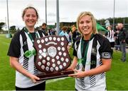 8 September 2019; Rachel McLoughlin, left, and Charlie Graham of Whitehall Rangers with the trophy following their side's victory during the FAI Women’s Intermediate Shield Final match between Manulla FC and Whitehall Rangers at Mullingar Athletic FC in Mullingar, Co. Westmeath. Photo by Seb Daly/Sportsfile