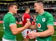 7 September 2019; Garry Ringrose, left, and Jonathan Sexton of Ireland after the Guinness Summer Series match between Ireland and Wales at Aviva Stadium in Dublin. Photo by Brendan Moran/Sportsfile