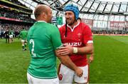 7 September 2019; Rory Best of Ireland and Justin Tipuric of Wales after the Guinness Summer Series match between Ireland and Wales at Aviva Stadium in Dublin. Photo by Brendan Moran/Sportsfile