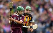 8 September 2019; Catherine Finnerty of Galway shoots wide under pressure from Collette Dormer of Kilkenny during the Liberty Insurance All-Ireland Senior Camogie Championship Final match between Galway and Kilkenny at Croke Park in Dublin. Photo by Piaras Ó Mídheach/Sportsfile