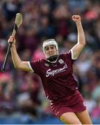 8 September 2019; Ailish O'Reilly of Galway celebrates scoring her side's third goal during the Liberty Insurance All-Ireland Senior Camogie Championship Final match between Galway and Kilkenny at Croke Park in Dublin. Photo by Piaras Ó Mídheach/Sportsfile