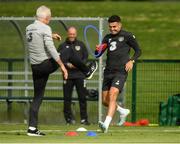 8 September 2019; John Egan and manager Mick McCarthy during a Republic of Ireland training session at the FAI National Training Centre in Abbotstown, Dublin. Photo by Stephen McCarthy/Sportsfile