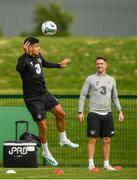 8 September 2019; John Egan and assistant coach Robbie Keane during a Republic of Ireland training session at the FAI National Training Centre in Abbotstown, Dublin. Photo by Stephen McCarthy/Sportsfile