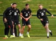 8 September 2019; Republic of Ireland players, from left, Shane Duffy, Kevin Long and James McClean during a training session at the FAI National Training Centre in Abbotstown, Dublin. Photo by Stephen McCarthy/Sportsfile