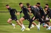 8 September 2019; Republic of Ireland players, from left, Alan Browne, John Egan and Shane Duffy during a training session at the FAI National Training Centre in Abbotstown, Dublin. Photo by Stephen McCarthy/Sportsfile