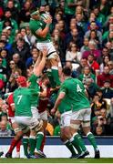 7 September 2019; CJ Stander of Ireland wins a lineout during the Guinness Summer Series match between Ireland and Wales at Aviva Stadium in Dublin. Photo by Brendan Moran/Sportsfile