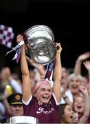 8 September 2019; Galway captain Sarah Dervan lifts the O'Duffy Cup following the Liberty Insurance All-Ireland Senior Camogie Championship Final match between Galway and Kilkenny at Croke Park in Dublin. Photo by Piaras Ó Mídheach/Sportsfile