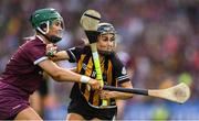 8 September 2019; Katie Power of Kilkenny in action against Emma Helebert of Galway during the Liberty Insurance All-Ireland Senior Camogie Championship Final match between Galway and Kilkenny at Croke Park in Dublin. Photo by Piaras Ó Mídheach/Sportsfile