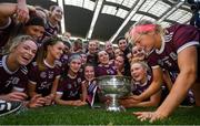 8 September 2019; The Galway team celebrate with the O'Duffy Cup following the Liberty Insurance All-Ireland Senior Camogie Championship Final match between Galway and Kilkenny at Croke Park in Dublin. Photo by Ramsey Cardy/Sportsfile