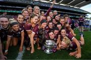 8 September 2019; The Galway team celebrate with the O'Duffy Cup following the Liberty Insurance All-Ireland Senior Camogie Championship Final match between Galway and Kilkenny at Croke Park in Dublin. Photo by Ramsey Cardy/Sportsfile