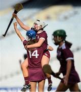 8 September 2019; Niamh Hanniffy, left, and Ailish O'Reilly of Galway celebrate at the final whistle of the Liberty Insurance All-Ireland Senior Camogie Championship Final match between Galway and Kilkenny at Croke Park in Dublin. Photo by Ramsey Cardy/Sportsfile