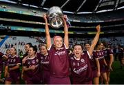 8 September 2019; Sarah Dervan and Aoife Donohue of Galway with the O'Duffy Cup following the Liberty Insurance All-Ireland Senior Camogie Championship Final match between Galway and Kilkenny at Croke Park in Dublin. Photo by Ramsey Cardy/Sportsfile