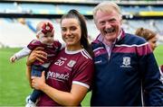 8 September 2019; Rebecca Hennelly of Galway with her father Gerry and 7 month old niece Anna O'Reilly following the Liberty Insurance All-Ireland Senior Camogie Championship Final match between Galway and Kilkenny at Croke Park in Dublin. Photo by Ramsey Cardy/Sportsfile