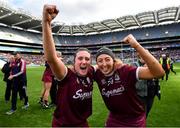 8 September 2019; Ailish O'Reilly, left, and Lisa Casserly of Galway celebrate following the Liberty Insurance All-Ireland Senior Camogie Championship Final match between Galway and Kilkenny at Croke Park in Dublin. Photo by Ramsey Cardy/Sportsfile