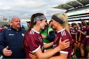 8 September 2019; Anne Marie Starr, left, and Emma Helebert of Galway celebrate following the Liberty Insurance All-Ireland Senior Camogie Championship Final match between Galway and Kilkenny at Croke Park in Dublin. Photo by Ramsey Cardy/Sportsfile