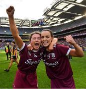 8 September 2019; Aoife Donohue, left, and Noreen Coen of Galway celebrate following the Liberty Insurance All-Ireland Senior Camogie Championship Final match between Galway and Kilkenny at Croke Park in Dublin. Photo by Ramsey Cardy/Sportsfile
