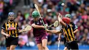 8 September 2019; Catherine Finnerty of Galway in action against Edwina Keane of Kilkenny during the Liberty Insurance All-Ireland Senior Camogie Championship Final match between Galway and Kilkenny at Croke Park in Dublin. Photo by Piaras Ó Mídheach/Sportsfile