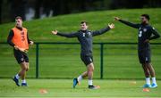 9 September 2019; Republic of Ireland players, from left, James Collins, Josh Cullen and Cyrus Christie during a training session at the FAI National Training Centre in Abbotstown, Dublin. Photo by Stephen McCarthy/Sportsfile