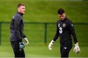 9 September 2019; Mark Travers and Kieran O'Hara, right, during a Republic of Ireland training session at the FAI National Training Centre in Abbotstown, Dublin. Photo by Stephen McCarthy/Sportsfile