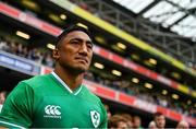 7 September 2019; Bundee Aki of Ireland walks out prior to during the Guinness Summer Series match between Ireland and Wales at Aviva Stadium in Dublin. Photo by Brendan Moran/Sportsfile
