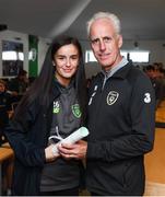 9 September 2019; Republic of Ireland manager Mick McCarthy presents Alex Kavanagh, FAI/ETB Irishtown, with her certificate during the 2019 FAI-ETB Graduation event at the FAI Headquarters in Abbotstown, Dublin. Photo by Stephen McCarthy/Sportsfile