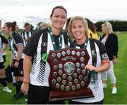 8 September 2019; Jen Kett, left, and Charlie Graham of Whitehall Rangers following the FAI Women’s Intermediate Shield Final match between Manulla FC and Whitehall Rangers at Mullingar Athletic FC in Mullingar, Co. Westmeath. Photo by Seb Daly/Sportsfile