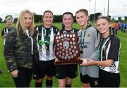 8 September 2019; Whitehall Rangers players, from left, Jen Kett, Tara Bergin, Tiffany Roberts and Leah Farrell following the FAI Women’s Intermediate Shield Final match between Manulla FC and Whitehall Rangers at Mullingar Athletic FC in Mullingar, Co. Westmeath. Photo by Seb Daly/Sportsfile