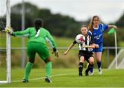 8 September 2019; Leah Farrell of Whitehall Rangers in action against Tara Phillips of Manulla FC during the FAI Women’s Intermediate Shield Final match between Manulla FC and Whitehall Rangers at Mullingar Athletic FC in Mullingar, Co. Westmeath. Photo by Seb Daly/Sportsfile