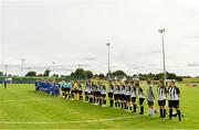 8 September 2019; Players and officials prior to the FAI Women’s Intermediate Shield Final match between Manulla FC and Whitehall Rangers at Mullingar Athletic FC in Mullingar, Co. Westmeath. Photo by Seb Daly/Sportsfile