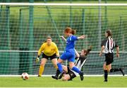 8 September 2019; Emma Cosgrave of Manulla FC is tackled by Aedin Hayes of Whitehall Rangers during the FAI Women’s Intermediate Shield Final match between Manulla FC and Whitehall Rangers at Mullingar Athletic FC in Mullingar, Co. Westmeath. Photo by Seb Daly/Sportsfile