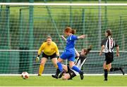 8 September 2019; Emma Cosgrave of Manulla FC is tackled by Aedin Hayes of Whitehall Rangers during the FAI Women’s Intermediate Shield Final match between Manulla FC and Whitehall Rangers at Mullingar Athletic FC in Mullingar, Co. Westmeath. Photo by Seb Daly/Sportsfile