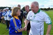 7 September 2019; Dementia advocate Kathy Ryan meets Limerick goalkeeper Joe Quaid before The Alzheimer Society of Ireland hosting Bluebird Care sponsored Tipperary v Limerick hurling fundraiser match at Nenagh Éire Óg, Nenagh, Co Tipperary. This unique fundraising initiative, to mark World Alzheimer’s Month 2019, was the brainchild of two leading Munster dementia advocates, Kevin Quaid and Kathy Ryan, who both have a dementia diagnosis. All the money raised will go towards providing community services and advocacy supports in the Munster area and beyond. Photo by Piaras Ó Mídheach/Sportsfile
