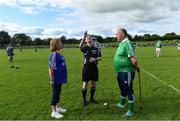 7 September 2019; Dementia advocates Kathy Ryan and Kevin Quaid with referee Seán Cleere before The Alzheimer Society of Ireland hosting Bluebird Care sponsored Tipperary v Limerick hurling fundraiser match at Nenagh Éire Óg, Nenagh, Co Tipperary. This unique fundraising initiative, to mark World Alzheimer’s Month 2019, was the brainchild of two leading Munster dementia advocates, Kevin Quaid and Kathy Ryan, who both have a dementia diagnosis. All the money raised will go towards providing community services and advocacy supports in the Munster area and beyond. Photo by Piaras Ó Mídheach/Sportsfile