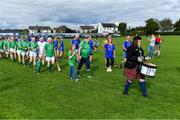 7 September 2019; Both teams march behind the CBS Pipe Band, from Limerick, before The Alzheimer Society of Ireland hosting Bluebird Care sponsored Tipperary v Limerick hurling fundraiser match at Nenagh Éire Óg, Nenagh, Co Tipperary. This unique fundraising initiative, to mark World Alzheimer’s Month 2019, was the brainchild of two leading Munster dementia advocates, Kevin Quaid and Kathy Ryan, who both have a dementia diagnosis. All the money raised will go towards providing community services and advocacy supports in the Munster area and beyond. Photo by Piaras Ó Mídheach/Sportsfile