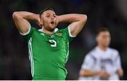 9 September 2019; Conor Washington of Northern Ireland reacts to an offside decision during the UEFA EURO2020 Qualifier Group C match between Northern Ireland and Germany at the National Stadium at Windsor Park in Belfast. Photo by Ramsey Cardy/Sportsfile