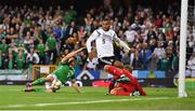 9 September 2019; Conor Washington of Northen Ireland has a shot on goal despite the attempts of goalkeeper Manuel Neuer and Jonathan Tah of Germany during the UEFA EURO2020 Qualifier Group C match between Northern Ireland and Germany at the National Stadium at Windsor Park in Belfast. Photo by Ramsey Cardy/Sportsfile