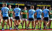 1 September 2019; Kerry and Dublin players shake hands prior to the GAA Football All-Ireland Senior Championship Final match between Dublin and Kerry at Croke Park in Dublin. Photo by Brendan Moran/Sportsfile