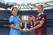 9 September 2019; In attendance at a photocall ahead of the TG4 All-Ireland Junior, Intermediate and Senior Ladies Football Championship Finals on Sunday next, are Dublin captain Sinéad Aherne and Galway captain Tracey Leonard. Photo by Ramsey Cardy/Sportsfile