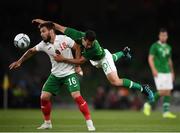10 September 2019; Josh Cullen of Republic of Ireland in action against Kristiyan Malinov of Bulgaria during the 3 International Friendly match between Republic of Ireland and Bulgaria at Aviva Stadium, Dublin. Photo by Stephen McCarthy/Sportsfile
