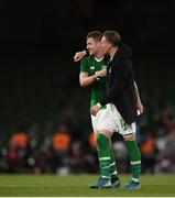 10 September 2019; James Collins of Republic of Ireland, left, with Ronan Curtis following the 3 International Friendly match between Republic of Ireland and Bulgaria at Aviva Stadium, Dublin. Photo by Eóin Noonan/Sportsfile