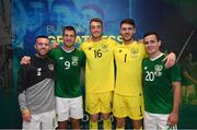 10 September 2019; Republic of Ireland debutants, from left, Jack Byrne, James Collins, Mark Travers, Kieran O'Hara and Josh Cullen following the 3 International Friendly match between Republic of Ireland and Bulgaria at Aviva Stadium, Dublin. Photo by Stephen McCarthy/Sportsfile