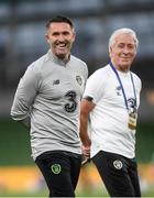 10 September 2019; Republic of Ireland assistant coach Robbie Keane and kitman Mick Lawlor, right, during the 3 International Friendly match between Republic of Ireland and Bulgaria at Aviva Stadium, Lansdowne Road in Dublin. Photo by Stephen McCarthy/Sportsfile